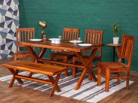 Aristocrat Solid Sheesham Wood Table Dining Set