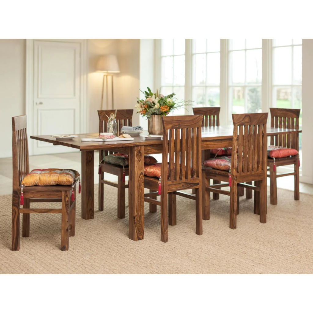 Mehran Contemporary Sheesham Wood With Extension Panels Dining Set