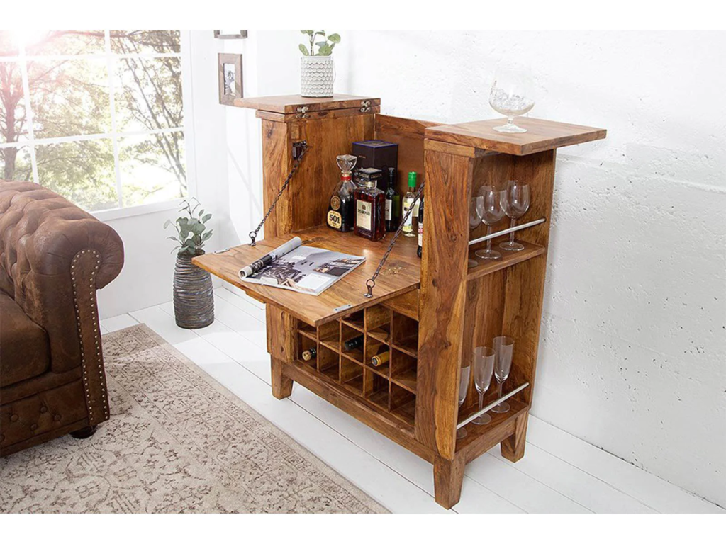 Torpedo Modern Sheesham Wood Bar Cabinet #1