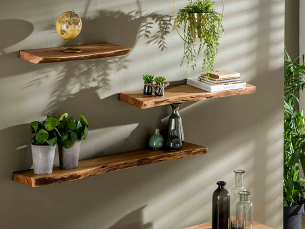 Nature Solid Wood Live Edge Wall Mounted Shelf #1