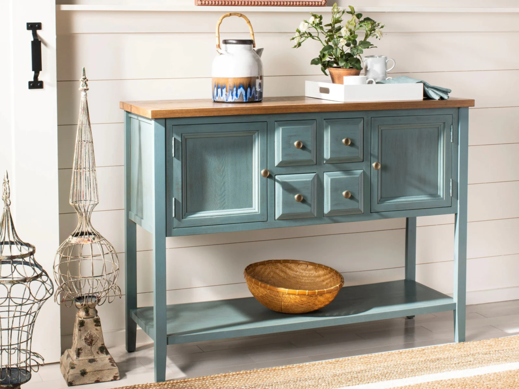 Florida Wooden Console Table (Distressed Barn Blue)