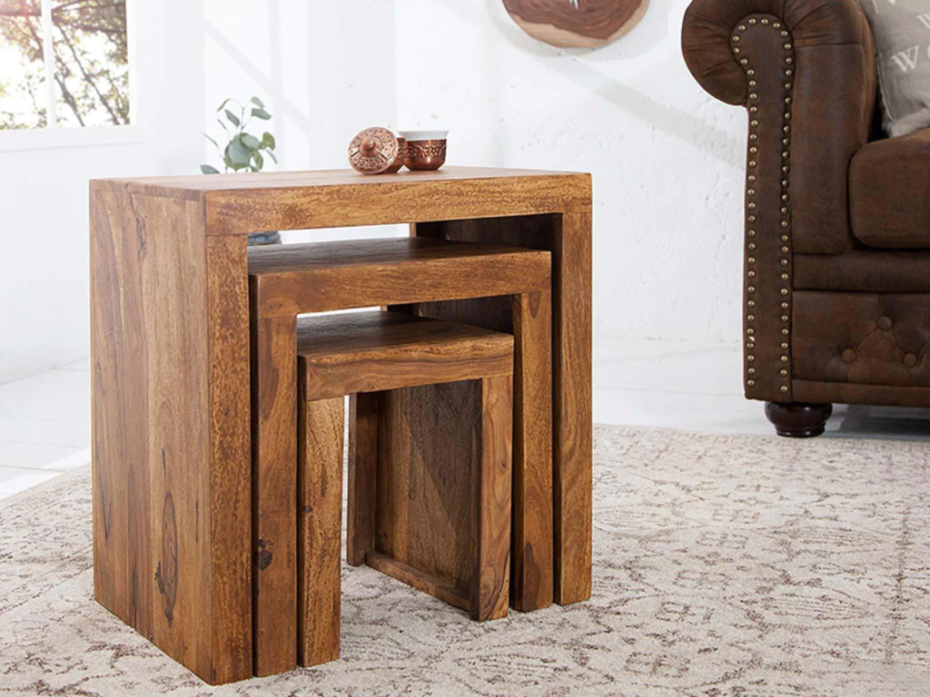 Rio Sheesham Wood Set Of 3 Nesting Tables #1