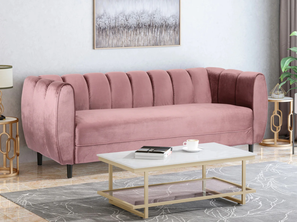Diana 3 Seater Fabric Sofa (Flamingo Pink) #43