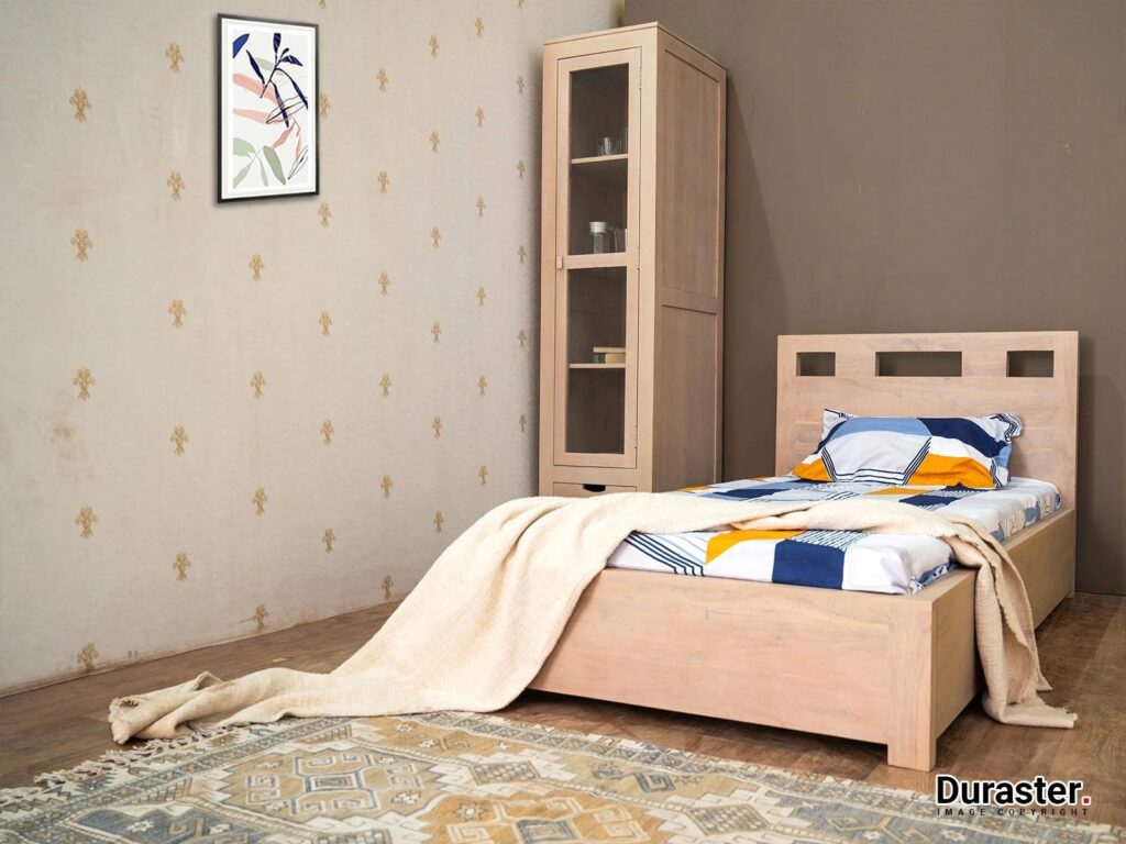 Novo Premium Modern Sheesham Wood Single Bed With Storage