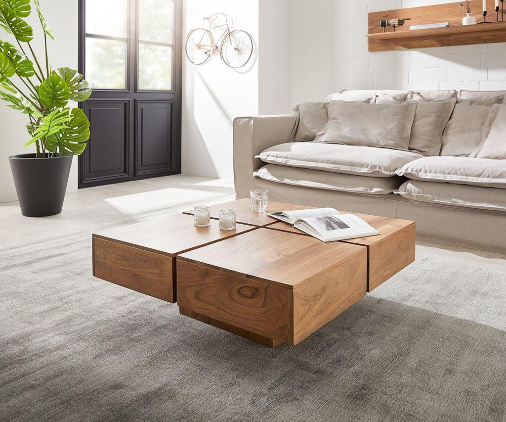 Eternal Acacia Wood Square Coffee Table #3